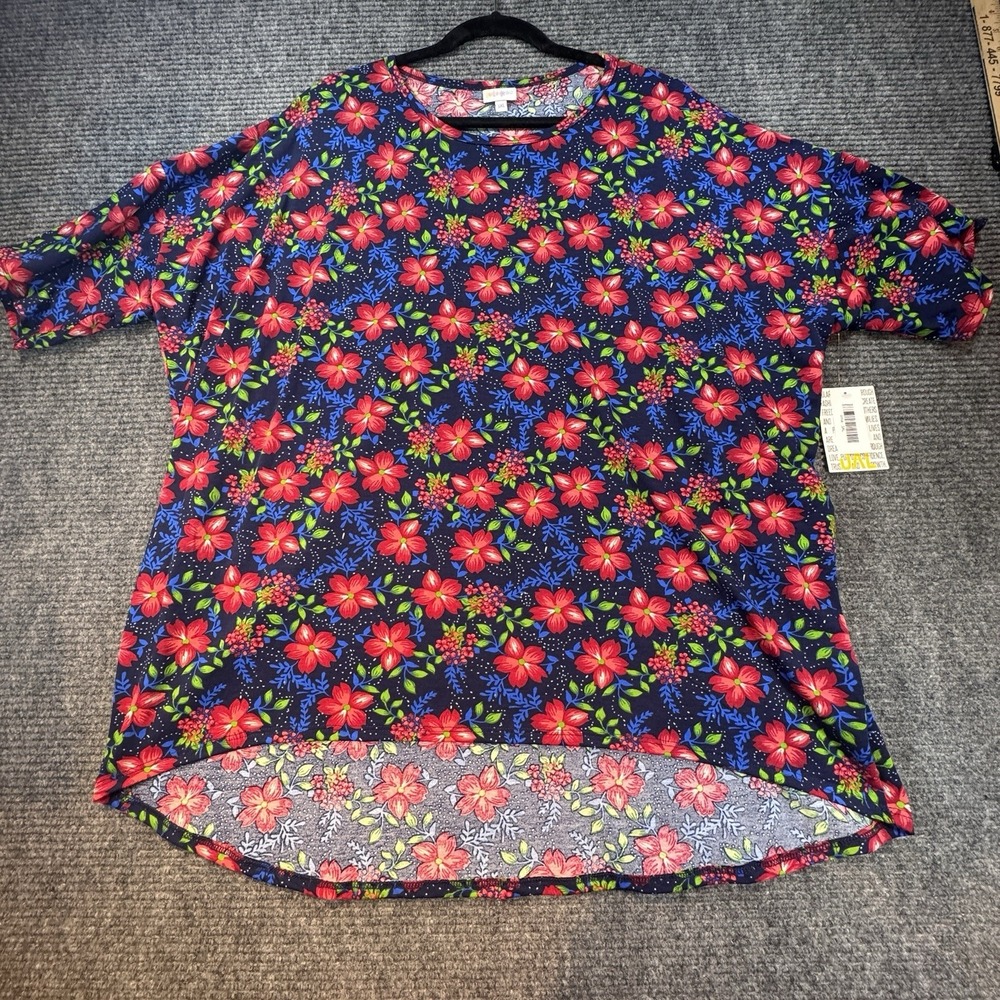 Lularoe Irma Shirt Top Womens‎ 3XL Floral Red Comfortable Casual Classic NWT